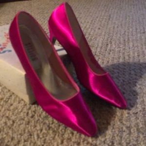 Hot Pink Satin Pumps